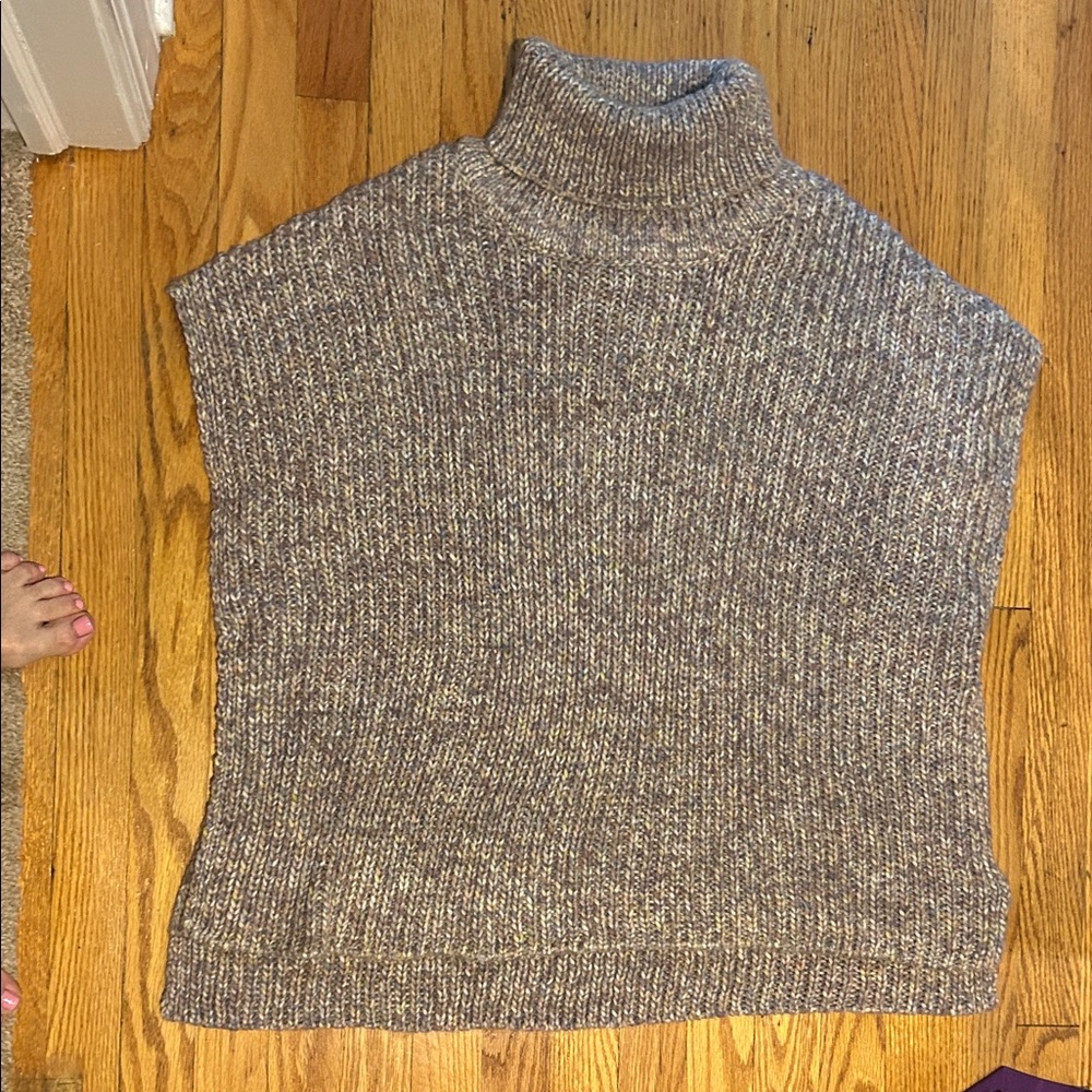 LOFT Marled Gray Turtleneck Sweater Poncho